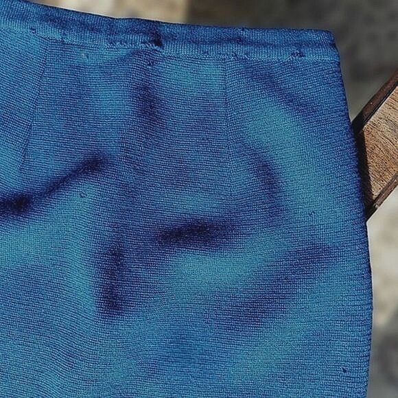 Vtg 60s blue 100% wool pencil skirt - Picture 6 of 14